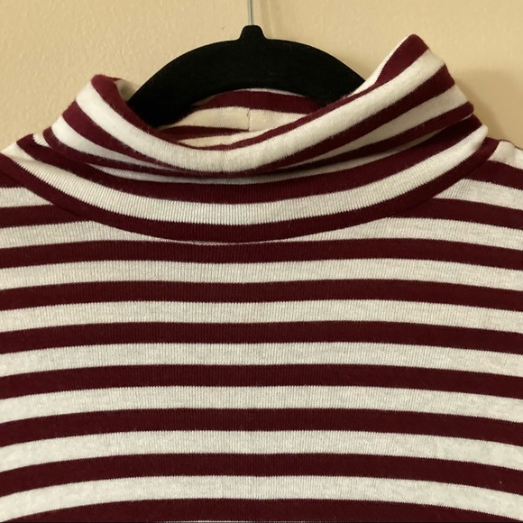 Burgundy Striped Lucky Brand Turtleneck - Picture 2 of 7